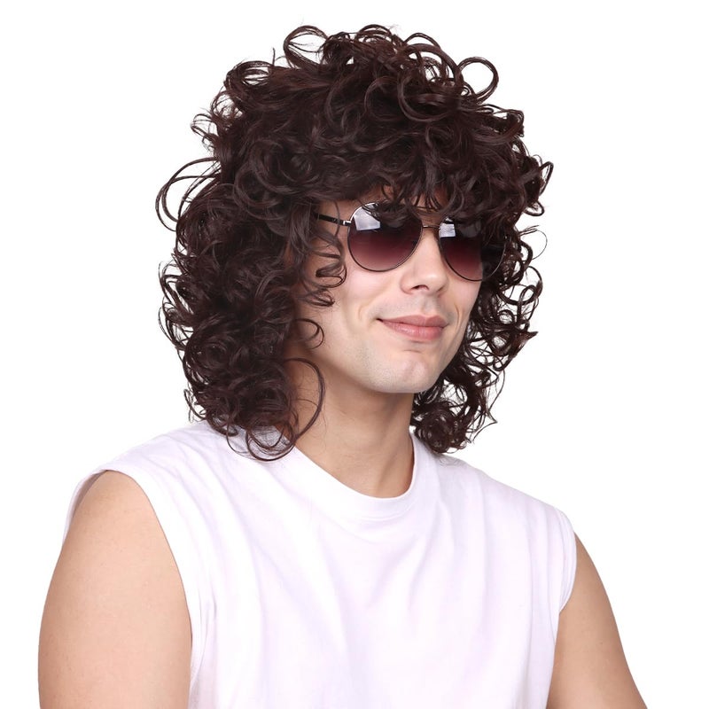 FantaLook Short Curly Brown Halloween Cosplay Wig for Men - Image 2